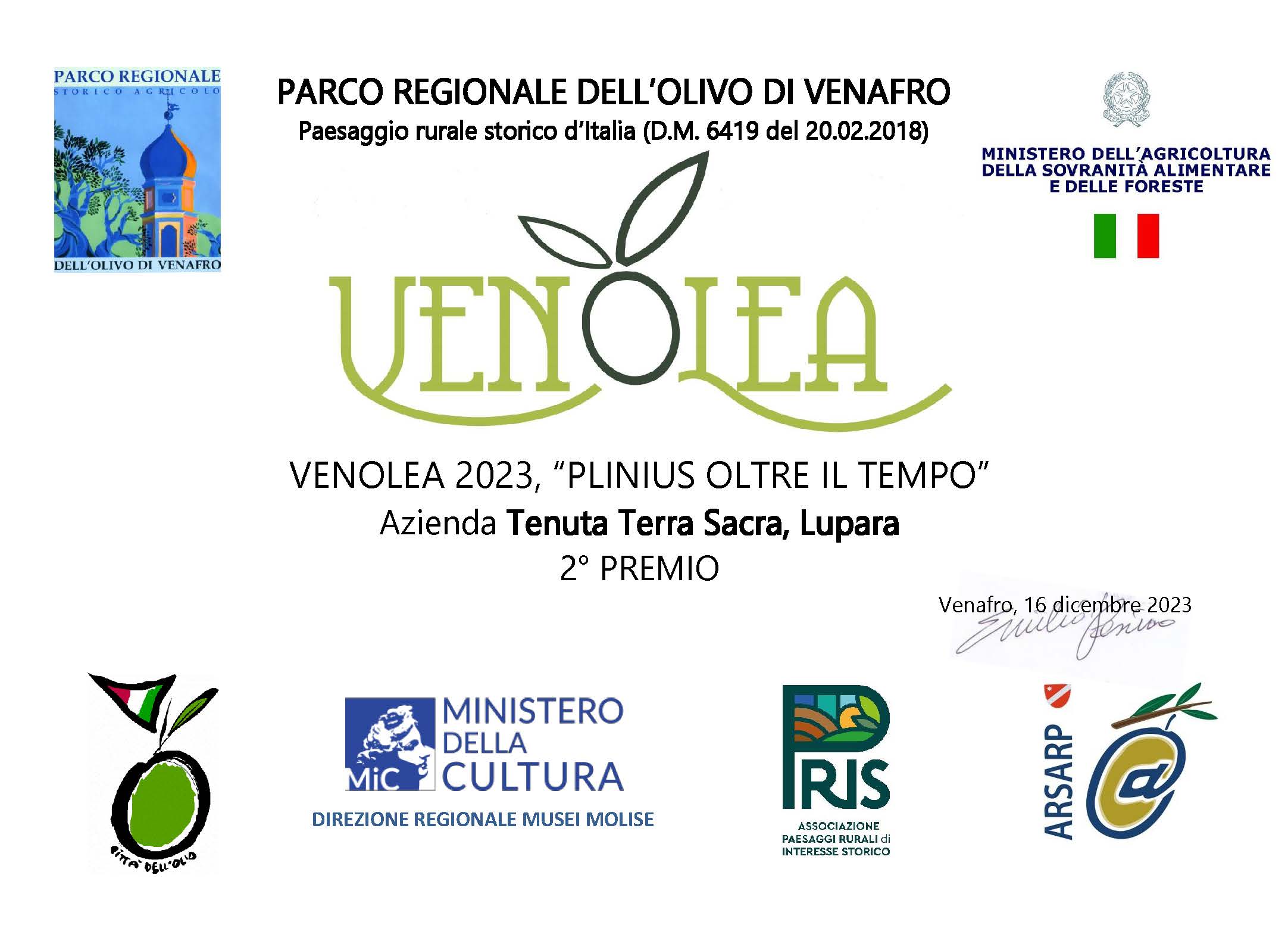 Premio Venolia 2023 Tenuta Terra Sacra Pagina 1